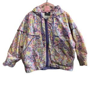 Vintage Kids Honors Pastel Floral Print Hooded Jacket 24 Months